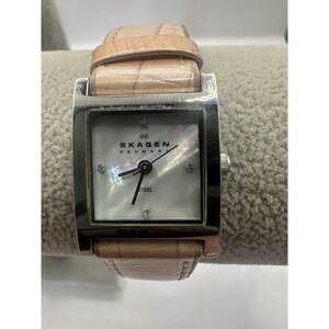 Skagen Steel 528SSLN8A Womens Watch New Battery 20MM 7.25" Mother of Pearl Y